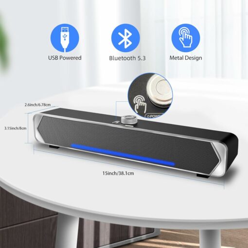 Bluetooth-Lautsprecher für PC, Soundbar Bluetooth 5.3 mit Kabel und USB – Bild 4