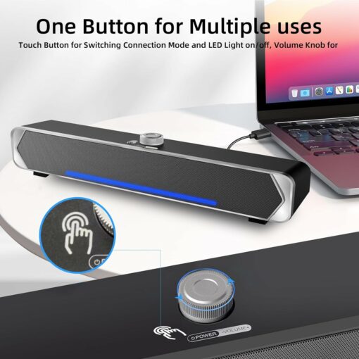 Bluetooth-Lautsprecher für PC, Soundbar Bluetooth 5.3 mit Kabel und USB – Bild 3