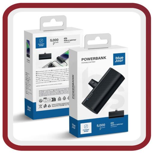 Power Bank 5000 mAh für Iphone mit integriertem Anschluss