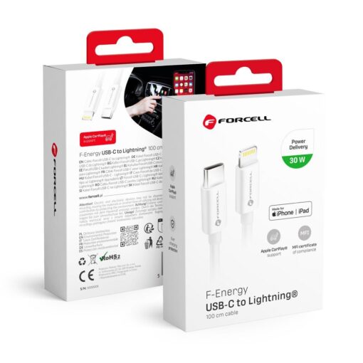 FORCELL Kabel Typ C zu Lightning 8-polig MFi 3A/9V 30W (Max) C901 1m weiß