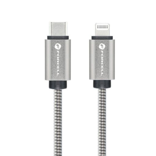 FORCELL Kabel Typ C zu iPhone Lightning 8-polig PD 27W Metall C238 1m silber – Bild 4