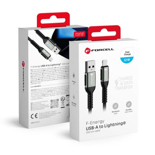 FORCELL F-ENERGY C257 cable USB A to Lightning 2,4A 12W Cafule 2 m black