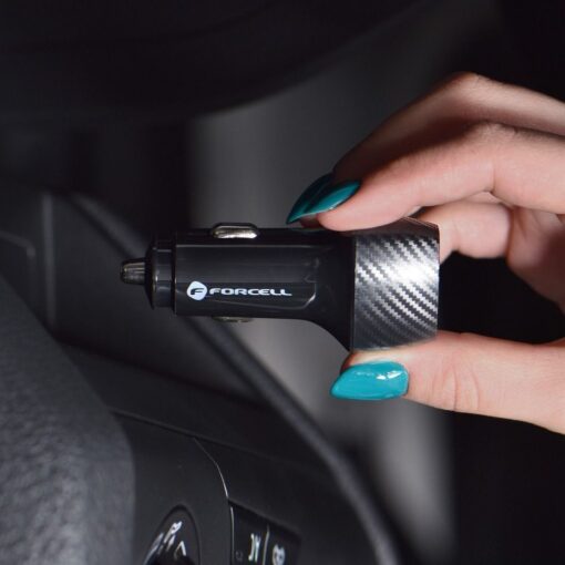 KFZ - Ladegerät FORCELL CARBON USB QC 3.0 18W + USB QC 3.0 18W CC50-2A36W schwarz (Total 36W) – Bild 6