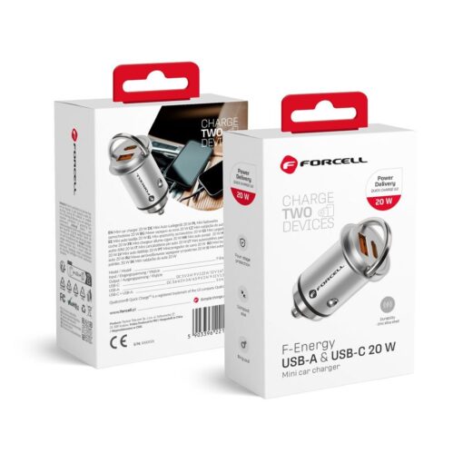 FORCELL F-ENERGY Mini-Autoladegerät Typ C PD20W + USB QC3.0