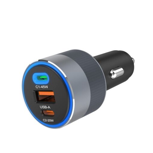 FORCELL F-ENERGY Alu Autoladegerät 2 x Typ C + USB A PD QC4.0 SFC2.0 4.5A 65W grau – Bild 4