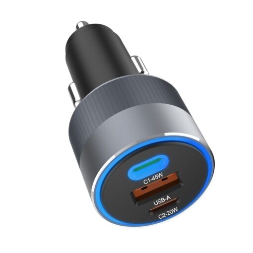FORCELL F-ENERGY Alu Autoladegerät 2 x Typ C + USB A PD QC4.0 SFC2.0 4.5A 65W grau – Bild 5