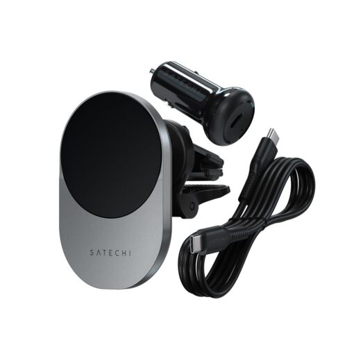 SATECHI magnetic car holder for air vent with wireless chargibg compatible with MagSafe Qi2 15W ST-Q2CCM space gray – Bild 5