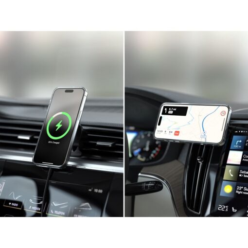SATECHI magnetic car holder for air vent with wireless chargibg compatible with MagSafe Qi2 15W ST-Q2CCM space gray – Bild 13