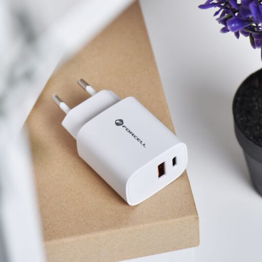 Forcell Netz-Ladegerät - 3A 30W mit zwei Anschlüssen: USB Typ C und USB A mit PD und QC 4.0 Aufladung – Bild 9