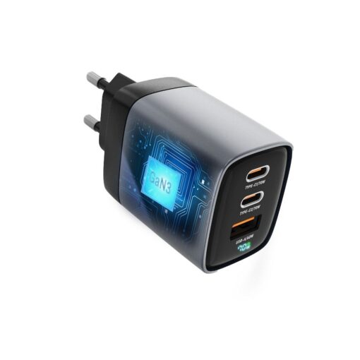 FORCELL F-ENERGY GaN III VT-37 Netz-Ladegerät mit LCD-Display 2 x Typ C + USB A PD QC4.0 SAM SFC2.0 3.45A 70W grau – Bild 5