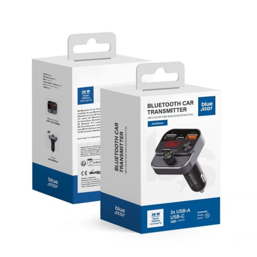 BLUE STAR FM Sender QC3.0 30W AutoStream BT84B schwarz