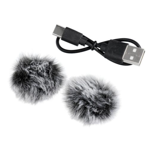Wireless lavalier microphone Type C double with long hair (2 in set) K1 black – Bild 3