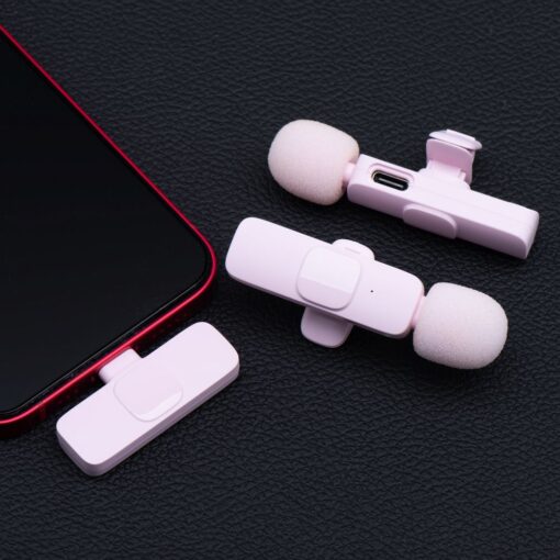 Wireless lavalier microphone Type C double (2 in set) K1 pink – Bild 4