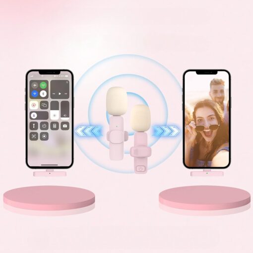 Wireless lavalier microphone Type C double with long hair (2 in set) K1 pink – Bild 8