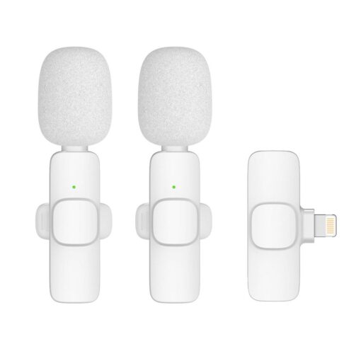 Wireless lavalier microphone Lightning double with long hair (2 in set) K1 white