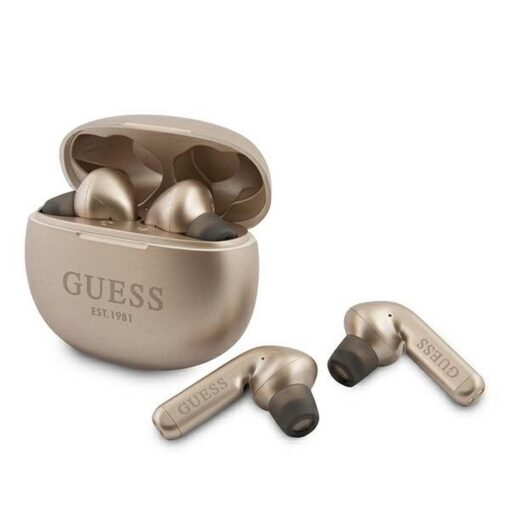 Bluetooth Stereo Kopfhörer TWS GUESS V5.0 4H MUSIC TIME mit docking station GOLD ( GUTWS1CGO )