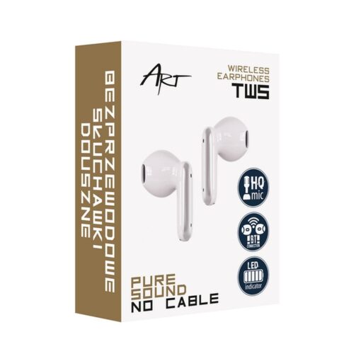 Kabellose / bluetooth Stereo Kopfhörer TWS ART AP-TW-B4W + Dockingstation mit Typ C Anschluss weiß – Bild 6