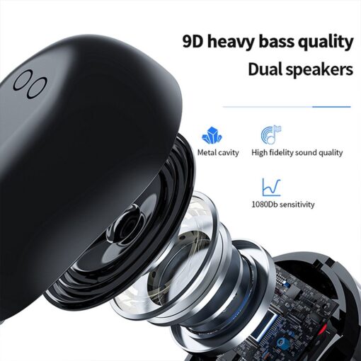 Kabellose / bluetoothfähige Stereo-Kopfhörer TWS M9 + Dockingstation weiß – Bild 6