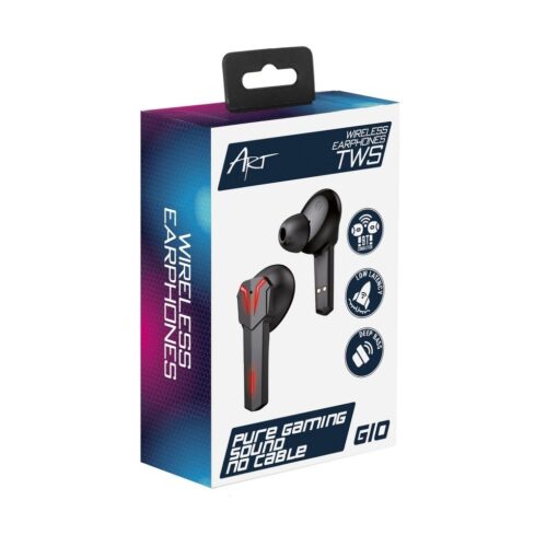 Kabellose / bluetooth Stereo Kopfhörer TWS ART AP-TW-G10 GAMING + Dockingstation mit Typ C Anschluss schwarz – Bild 9