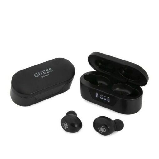 Kabellose / bluetooth Stereo Kopfhörer TWS GUESS Digital BT5 Classic + Dockingstation / schwarz (GUTWST31EK)
