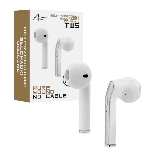 ART wireless earphones bluetooth TWS + docking station Micro USB AP-TW-B2 white silver – Bild 7