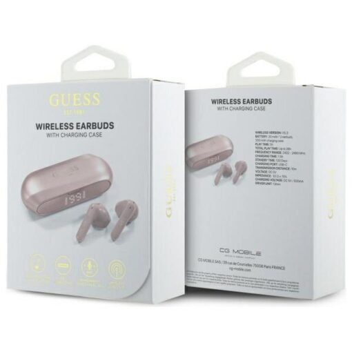 GUESS wireless earphones bluetooth TWS GUTWSC2MCDSP (Elongated Metallic Classic Printed Logo) pink – Bild 8