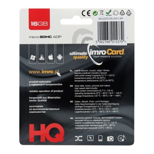 SPEICHERKARTE IMRO microSD 16GB Klasse 10 UHS mit SD Adapter – Bild 3