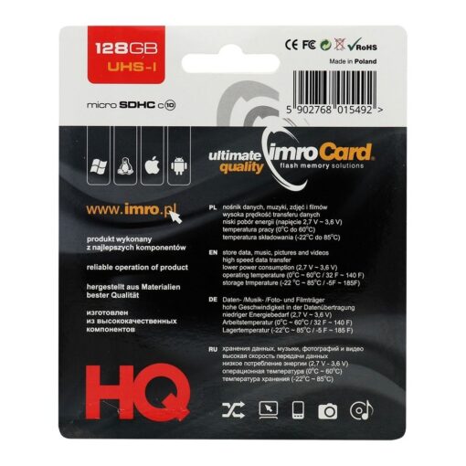SPEICHERKARTE IMRO microSD 128GB mit SD Adapter 10 UHS – Bild 3