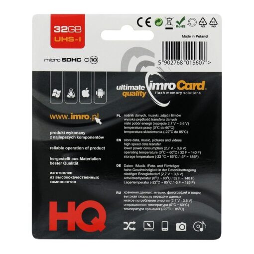SPEICHERKARTE IMRO microSD 32GB ohne SD Adapter Klasse 10 UHS – Bild 3