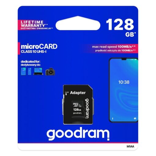 SPEICHERKARTE GOODRAM microSD 128GB Class 10 UHS I 100MB/s mit Adapter SD