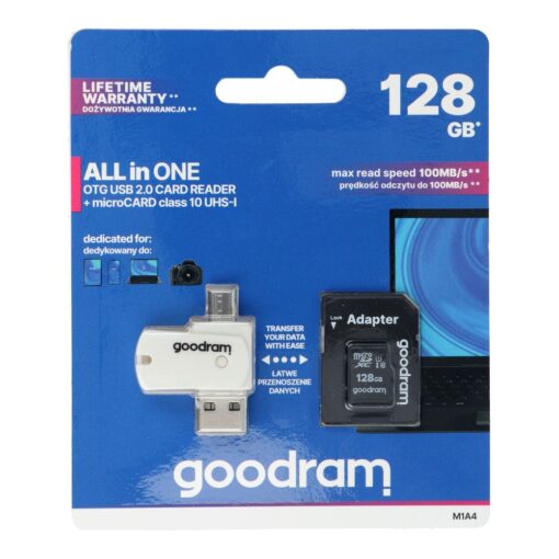 GOODRAM ALL IN ONE M1A4 - USB/Micro-USB-Kartenleser + 128GB micro SD-Karte