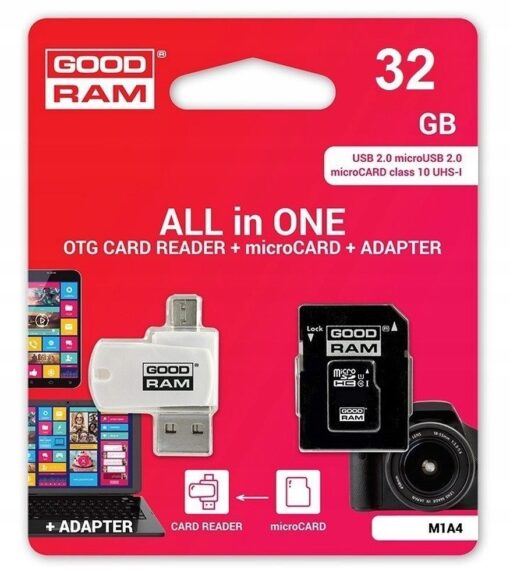 All In One GOODRAM 32GB MICRO SD Class 10 UHS I + Micro USB Anschluss