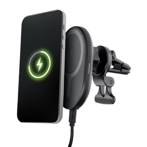 Autohalter mit Kühlergrill und induktivem Ladegerät kompatibel mit MagSafe 15W D8 schwarz – Bild 3