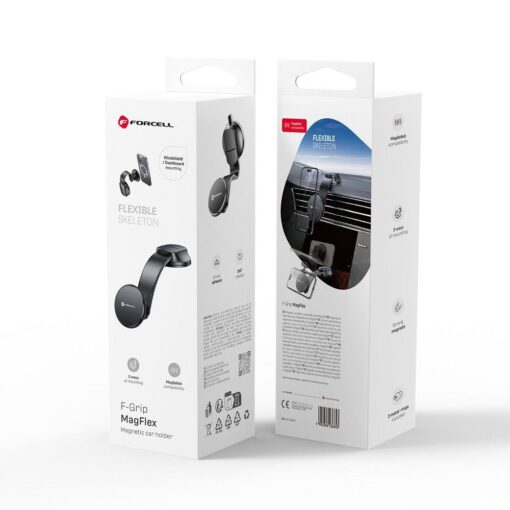 FORCELL F-Grip MagFlex Autohalter für Windschutzscheibe/Bord/Gitter kompatibel mit MagSafe schwarz