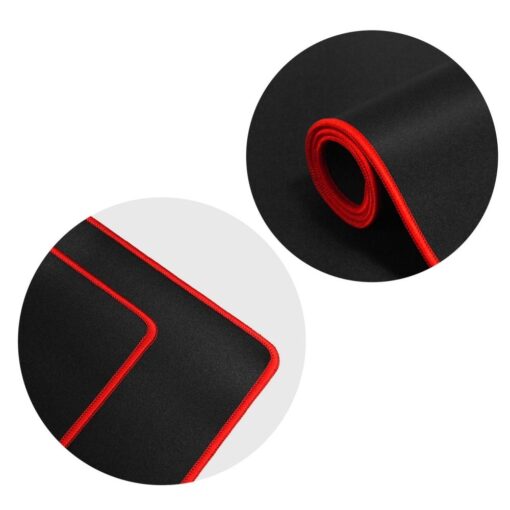 Gaming Mausepad (unter Maus und Tastatur) 900x400x3mm / schwarz / rote Besatz – Bild 5