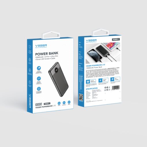 VEGER Powerbank 10 000 mAh PD QC3.0 2A 20W L10S (W1105PD) weiß – Bild 5