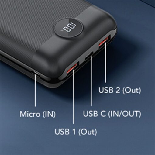 VEGER Powerbank 20 000 mAh PD QC3.0 2A 22.5W S20 (W2053) schwarz – Bild 6