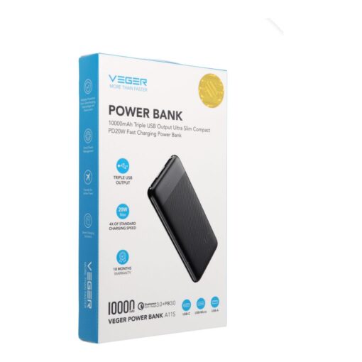 VEGER powerbank 10 000 mAh PD QC3.0 2A 20W A11S (W1133S) schwarz. – Bild 10