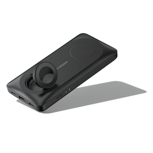 VEGER Powerbank 10 000 mAh mit induktiver Aufladung kompatibel mit MagSafe PD QC3.0 3A 22.5W MagMulti (W1156) schwarz