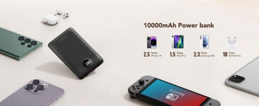 VEGER Powerbank 10 000 mAh mit integrierten Kabeln Typ C / Lightning PD QC3.0 2A 22.5W C11 (W1170) schwarz – Bild 16