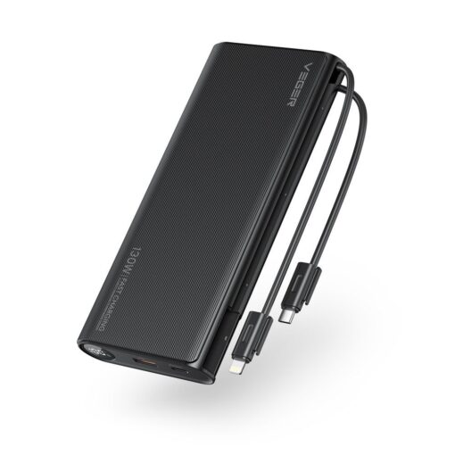 VEGER Powerbank 25 000 mAh mit integriertem Typ C / Lightning PD 130W Kabel TCE130 (W2503) schwarz – Bild 4