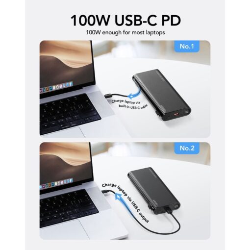VEGER Powerbank 25 000 mAh mit integriertem Typ C / Lightning PD 130W Kabel TCE130 (W2503) schwarz – Bild 8