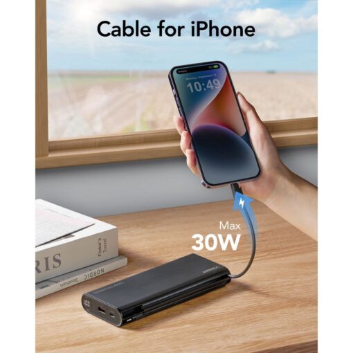VEGER Powerbank 25 000 mAh mit integriertem Typ C / Lightning PD 130W Kabel TCE130 (W2503) schwarz – Bild 9