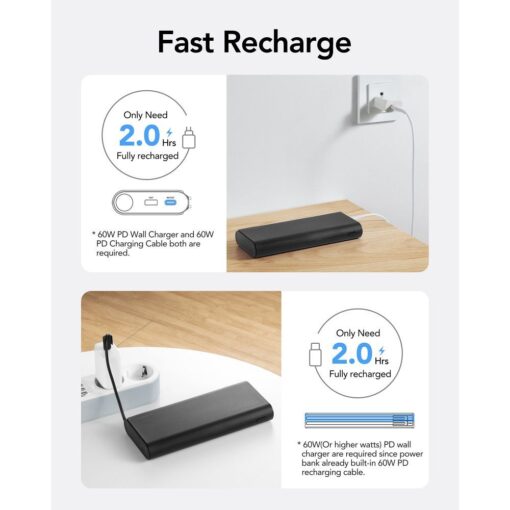 VEGER Powerbank 25 000 mAh mit integriertem Typ C / Lightning PD 130W Kabel TCE130 (W2503) schwarz – Bild 11