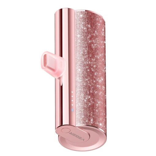 VEGER Powerbank 5 000 mAh mit integriertem Lightning PD QC3.0 2.4A 12W PlugOn (W0573P) rosa