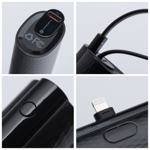 FORCELL F-ENERGY Power Plug F5K3 Powerbank 5.000mAh mit integriertem Anschluss für Lightning 8-PIN PD 20W schwarz – Bild 6