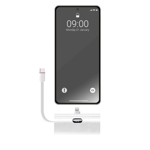 FORCELL F-ENERGY Power Plug F5K3 Powerbank 5.000mAh mit integriertem Anschluss für Lightning 8-PIN PD 20W weiß – Bild 3