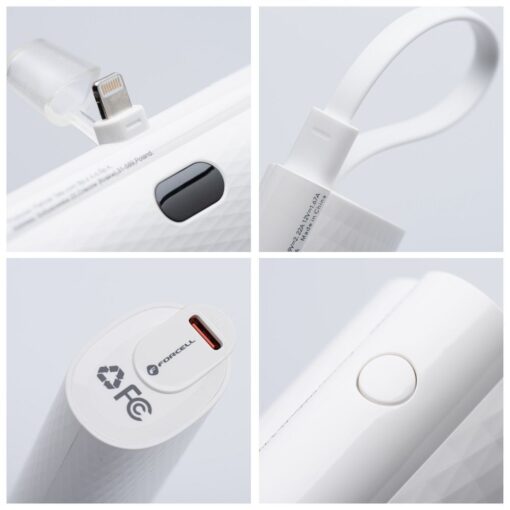FORCELL F-ENERGY Power Plug F5K3 Powerbank 5.000mAh mit integriertem Anschluss für Lightning 8-PIN PD 20W weiß – Bild 6