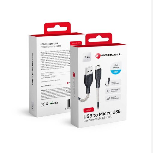 FORCELL Carbon USB zu Micro 2.4A Kabel CB-03A schwarz 1 Meter