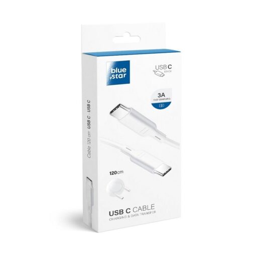 Kabel Blue Star mit USB C/USB C Anschluss 3A (PD standard)